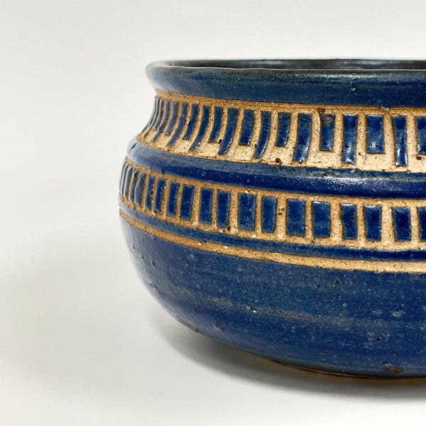 Sakshi Agarwal - Medium Blue Carved Bowl (sag009)