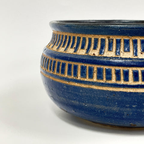 Sakshi Agarwal - Medium Blue Carved Bowl (sag009)