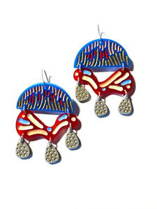 Grace Hummerston - Hand Etched Painted Stirling Silver & Perspex Earrings (ghu019)