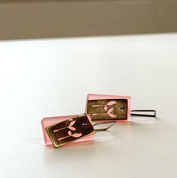 Michelle Karsdorp - Mijn Designs Repurposed Acrylic Hand Cut Sterling Silver Botanic Earrings (mka005)