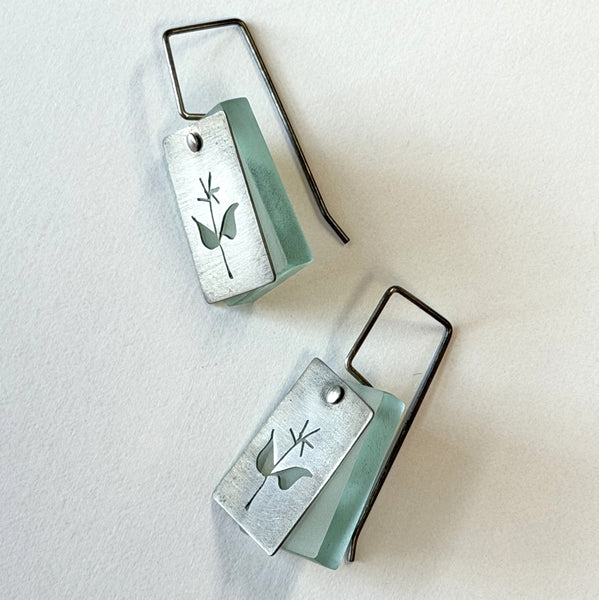 Michelle Karsdorp - Mijn Designs Repurposed Acrylic Hand Cut Sterling Silver Botanic Earrings (mka005)
