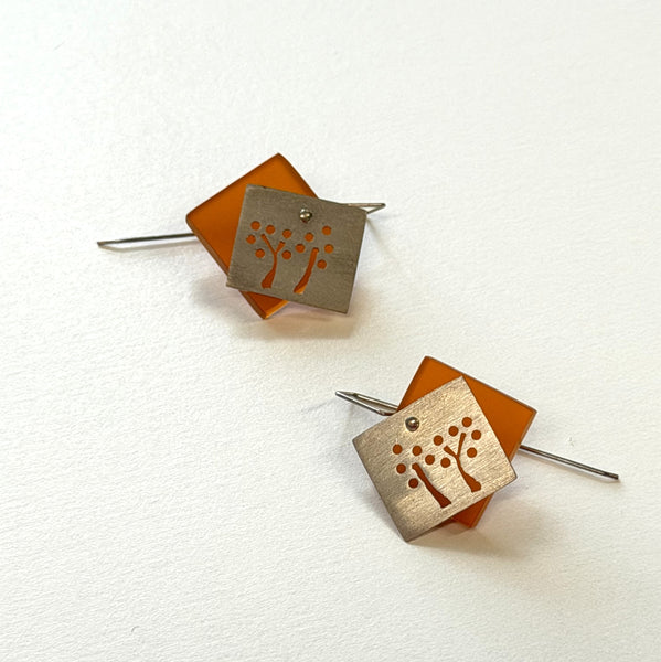 Michelle Karsdorp - Mijn Designs Repurposed Acrylic Hand Cut Sterling Silver Botanic Earrings (mka005)