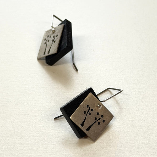Michelle Karsdorp - Mijn Designs Repurposed Acrylic Hand Cut Sterling Silver Botanic Earrings (mka005)