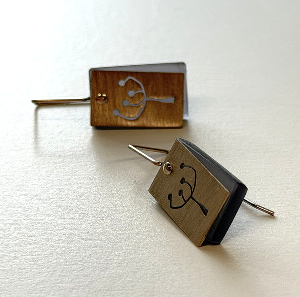 Michelle Karsdorp - Mijn Designs Repurposed Acrylic Hand Cut Sterling Silver Botanic Earrings (mka005)