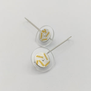 Rumma Designs - Circle Keum-Boo Earrings, Fine Silver, 24ct Gold, Acrylic, Sterling Silver (kch014)