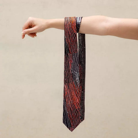 'Waran' by Minyawe Miller, 100% Silk Satin Tie - Represented by One of Twelve (m/oft010)