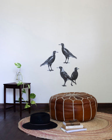 Anna Louise Richardson - Hand Drawn Magpie Set Removable Fabric Wall Decal (alr017)