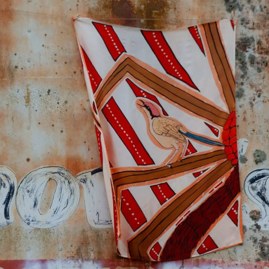 'Purle Kimberley Wren' by Roger Boona, 100% Silk Satin Scarf - Represented by One of Twelve (m/oft012)