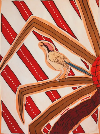 'Purle Kimberley Wren' by Roger Boona, 100% Silk Satin Scarf - Represented by One of Twelve (m/oft012)
