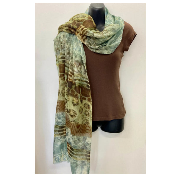 Chrisea Designs - 'Shell Patterns' Wool/Silk Wrap (cde093)