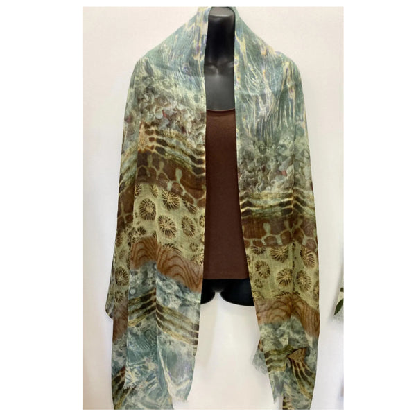 Chrisea Designs - 'Shell Patterns' Wool/Silk Wrap (cde093)