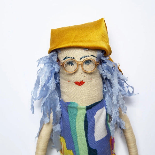 Kerri Barrie - 'Skye - Girl About Freo #42' Cotton and Reclaimed Handstitched Textiles Art Doll (kba002)