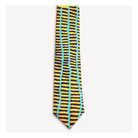 'Kulyakartu Ngurra' by Wokka Taylor, 100% Silk Satin Tie - Represented by One of Twelve (m/oft002)