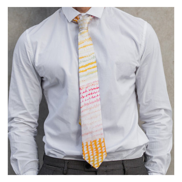 'Ngurra' by Bugai Whyoulter, 100% Silk Satin Tie - Represented by One of Twelve (m/oft003)