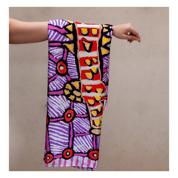'Barramundi' by Annette Lormada, 100% Silk Satin Scarf - Represented by One of Twelve (m/oft007)