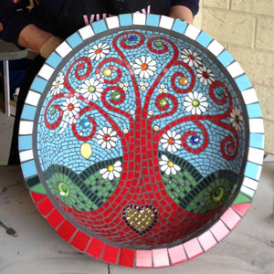 Terracotta Bird-bath Mosaic
