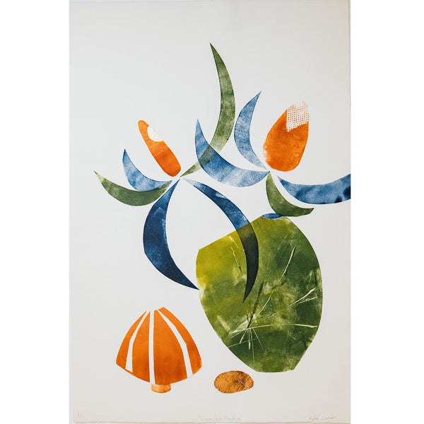 Kylee Larsen - 'Green Vase Banksia' 1/1 Monotype (kla014)