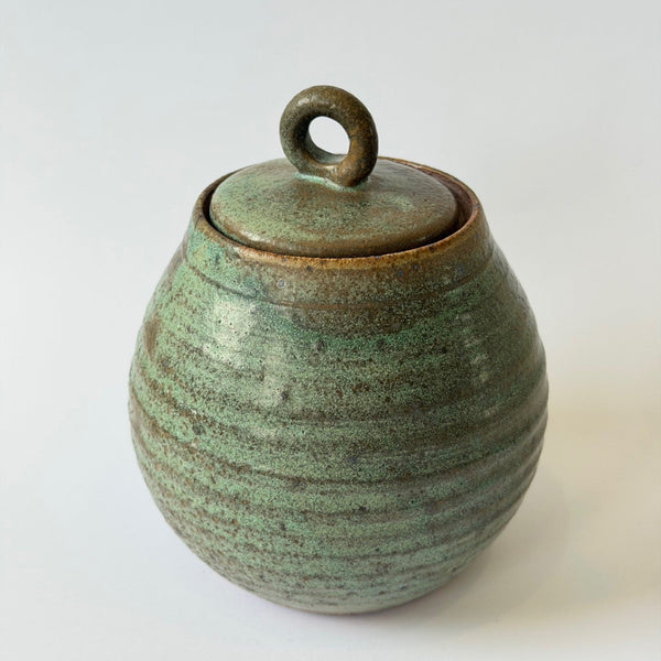 Liz Berry - Weathered Green Lidded Vase (lbe050)