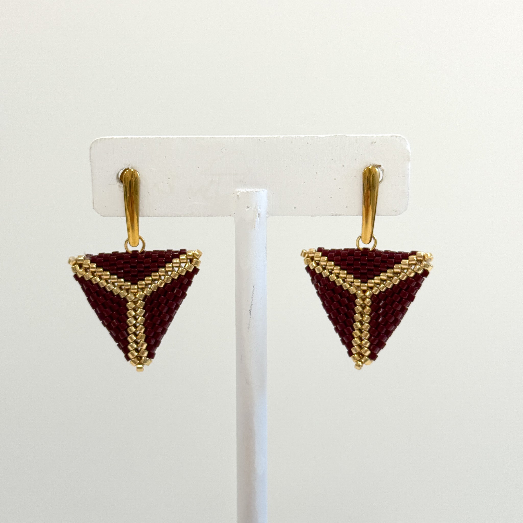 Merana Jewellery by Ana Maria - Hand Beaded Triangle Stud Earrings (avi015)
