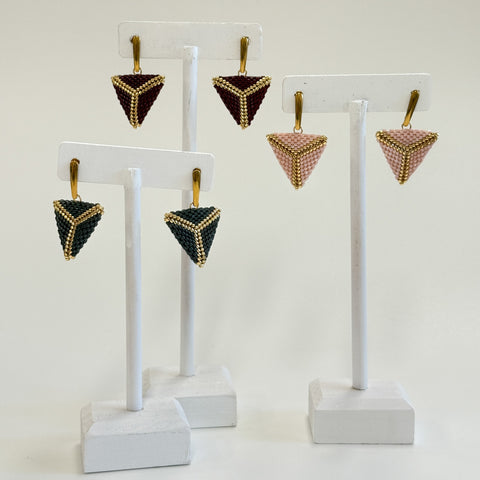 Merana Jewellery by Ana Maria - Hand Beaded Triangle Stud Earrings (avi015)