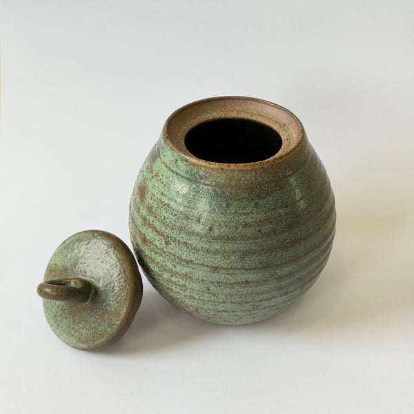 Liz Berry - Weathered Green Lidded Vase (lbe050)