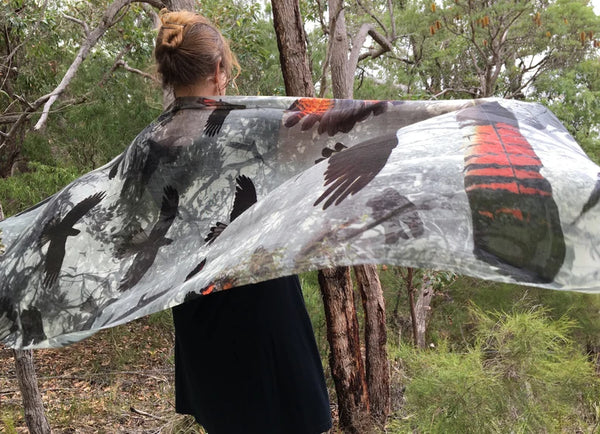 Chrisea Designs - 'Birds of a Feather' Wool/Silk Wrap (cde021)