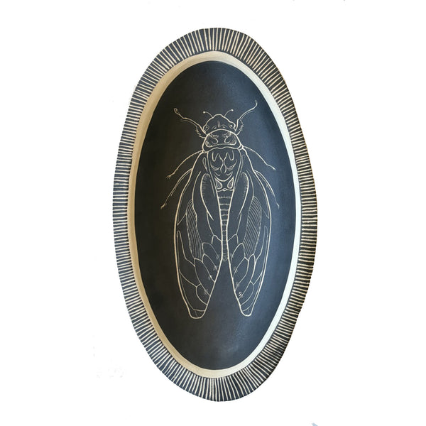 Maryann Dawson - 'Cicada' Sgraffito Stoneware Platter (mda002)