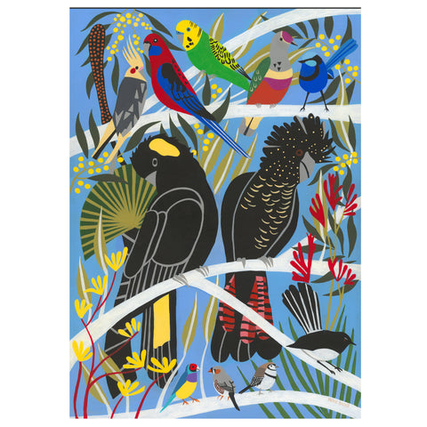 Helen Ansell -  'Birds of Australia - Black Cockatoos' Giclée Print (han106)