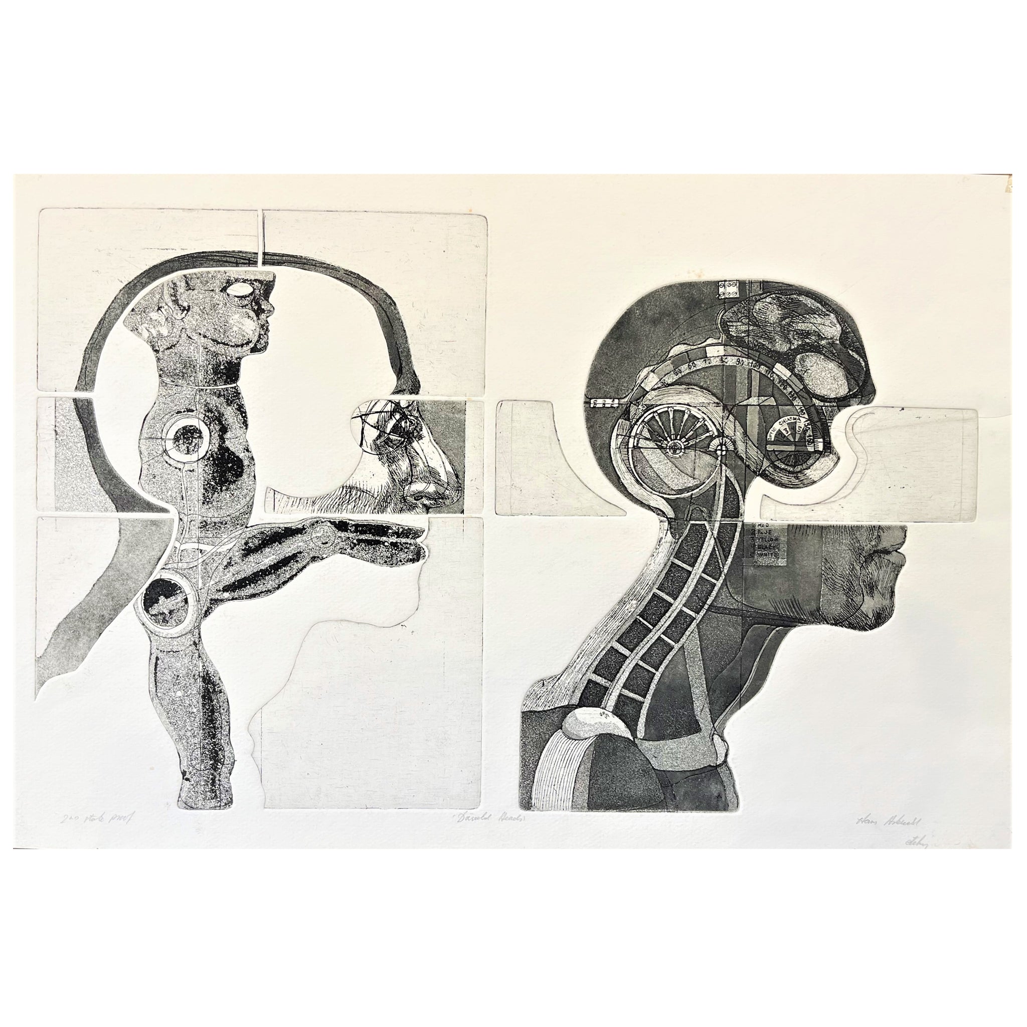 Hans Arkeveld -  'Disected Heads' U/S Etching (har4)