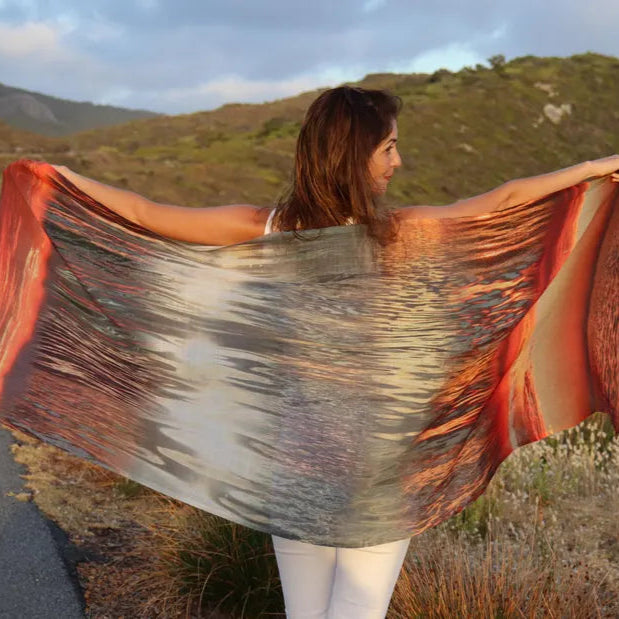 Chrisea Designs - 'Sunset Over Ocean' Wool/Silk Wrap (cde074)