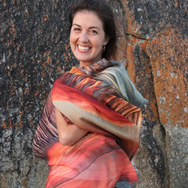 Chrisea Designs - 'Sunset Over Ocean' Wool/Silk Wrap (cde074)