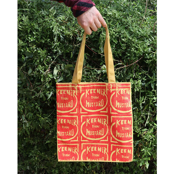 Elisha McGuckin - 'Keener Than Mustard' Handprinted Canvas Tote (emc035)