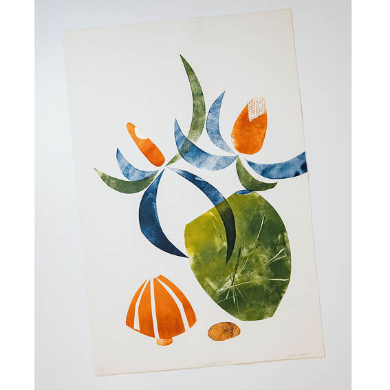 Kylee Larsen - 'Green Vase Banksia' 1/1 Monotype (kla014)