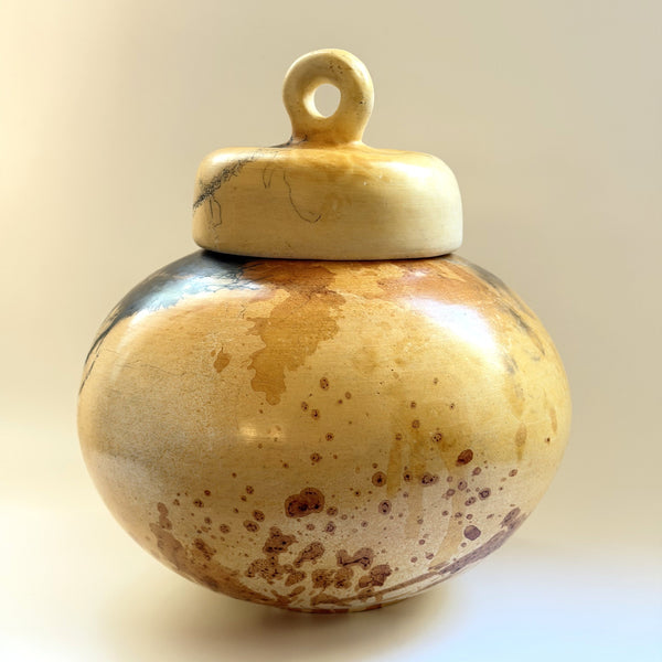 Kathryn Pekin - Raku Lidded Sphere with Feather and Horsehair (kpek001)