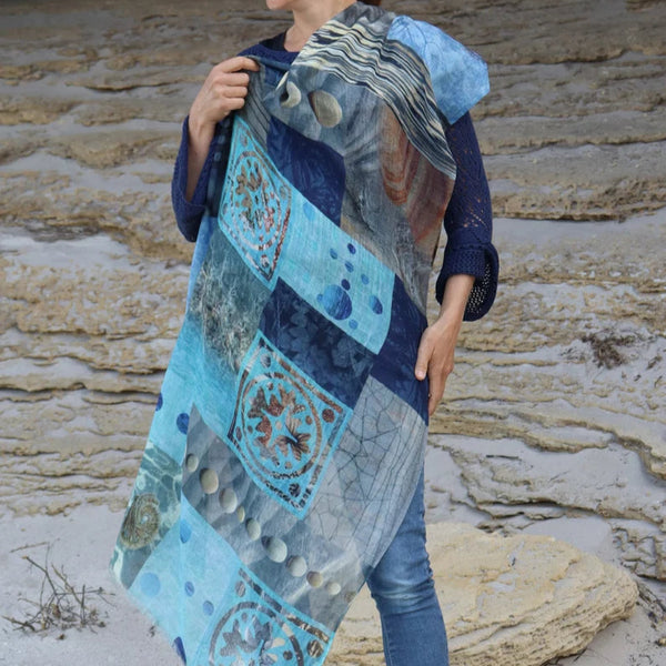 Chrisea Designs - 'Patchwork Patterns' Wool/Silk Wrap (cde064)