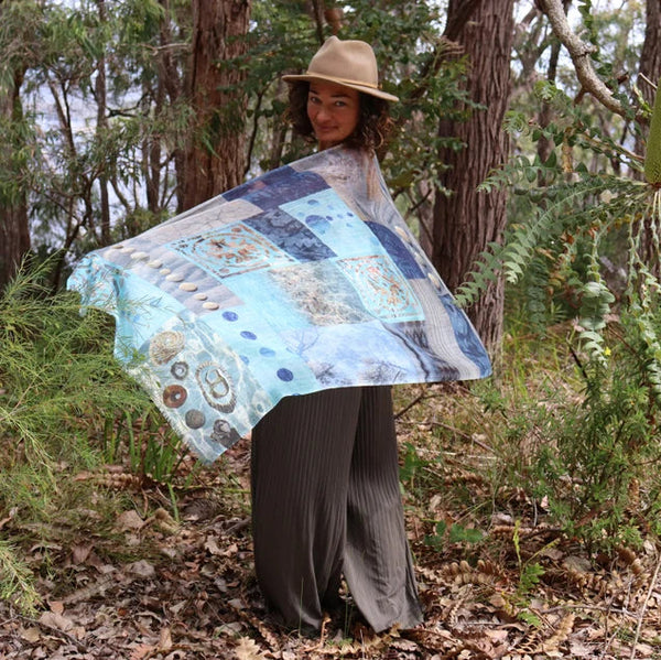 Chrisea Designs - 'Patchwork Patterns' Wool/Silk Wrap (cde064)