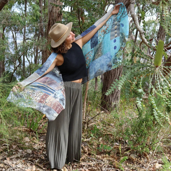 Chrisea Designs - 'Patchwork Patterns' Wool/Silk Wrap (cde064)