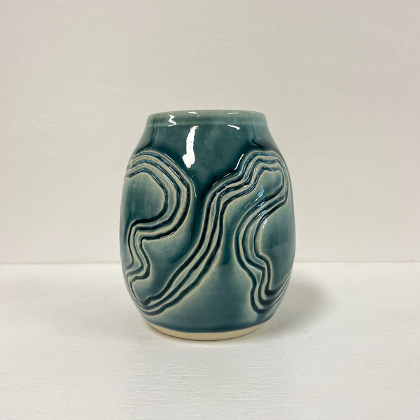 Jess Samuelson - Medium Blue Contours Vase (jsa005)