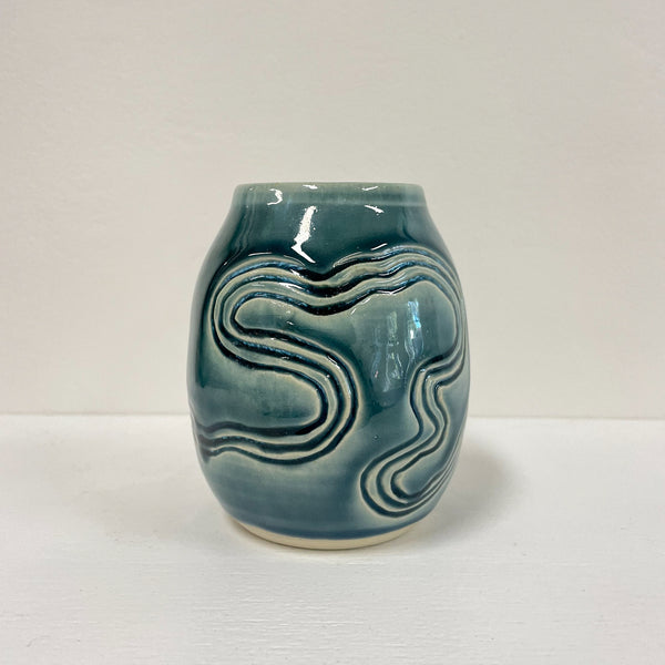 Jess Samuelson - Medium Blue Contours Vase (jsa005)