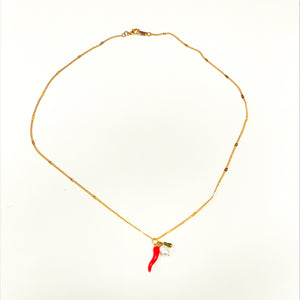 Merana Jewellery by Ana Maria - Chilli, Pearl, and Citrine Pendant Necklace with Gold Plated Finish (avi007)