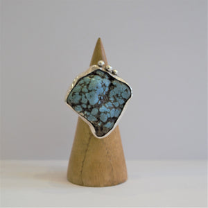 Andrea Osses - Large Turquoise Sterling Silver Ring (aos046)