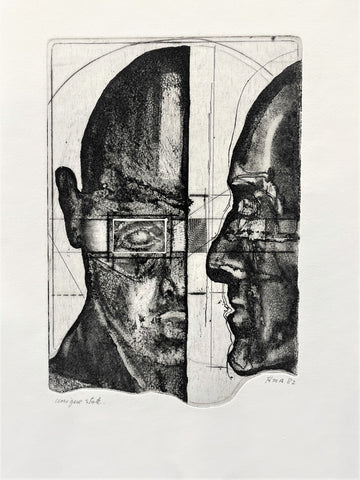 Hans Arkeveld -  'Untitled Heads' U/S Etching (har7)