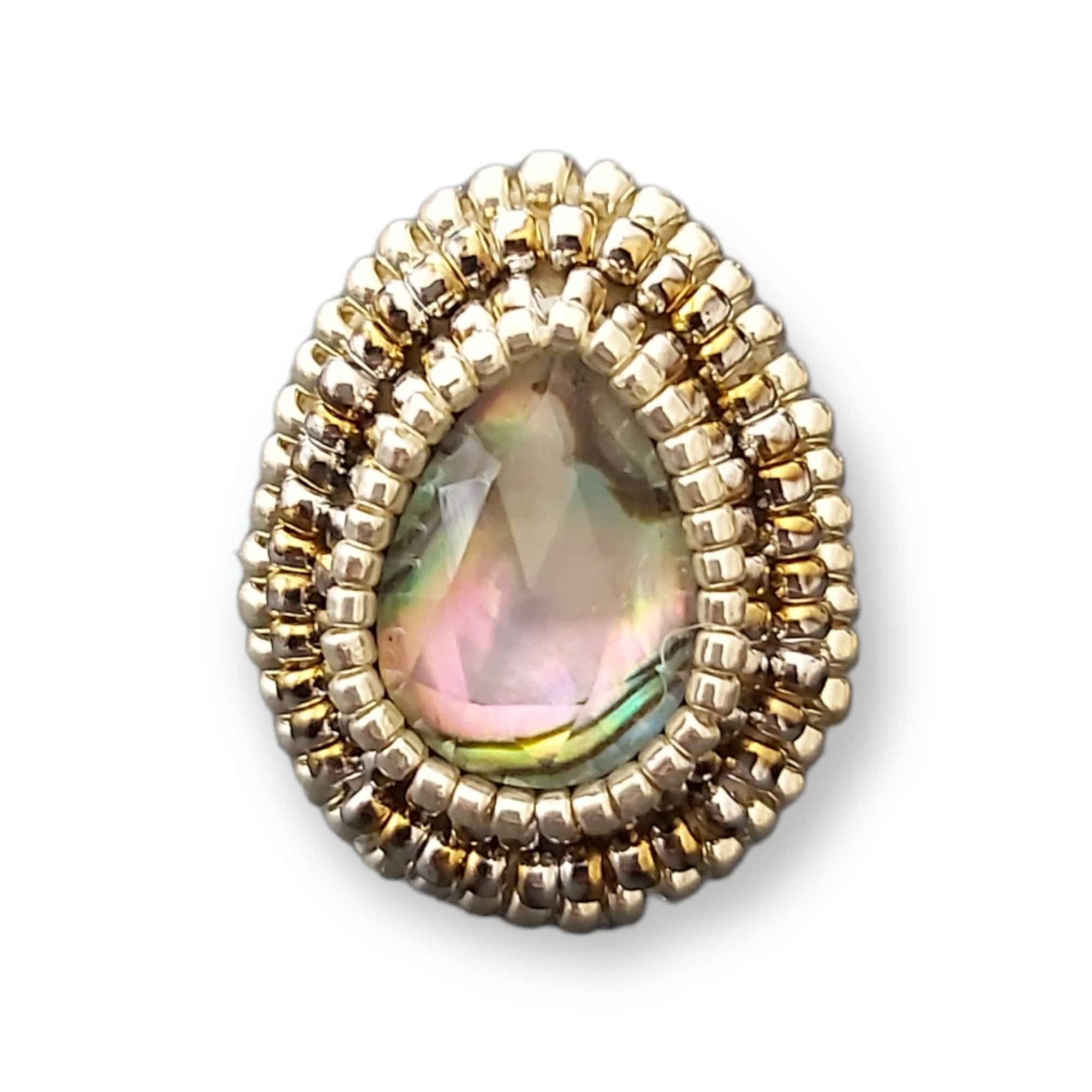 Cynthia Poh - Natural Shell Pearl Crystal Doublet Ring (cpoh018)