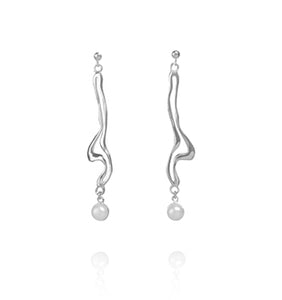 Keiko Uno - 'Ocean Bed' Fresh Water White Pearl Sterling Silver Earrings (kun051)