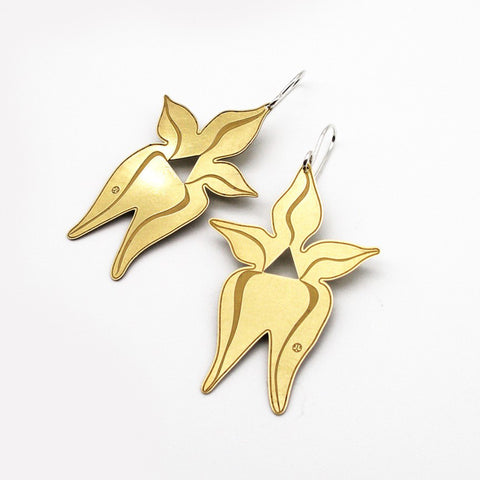Jessica Jubb -  'Cowslip' Etched Brass Earrings with Sterling Silver Hooks (jju014)