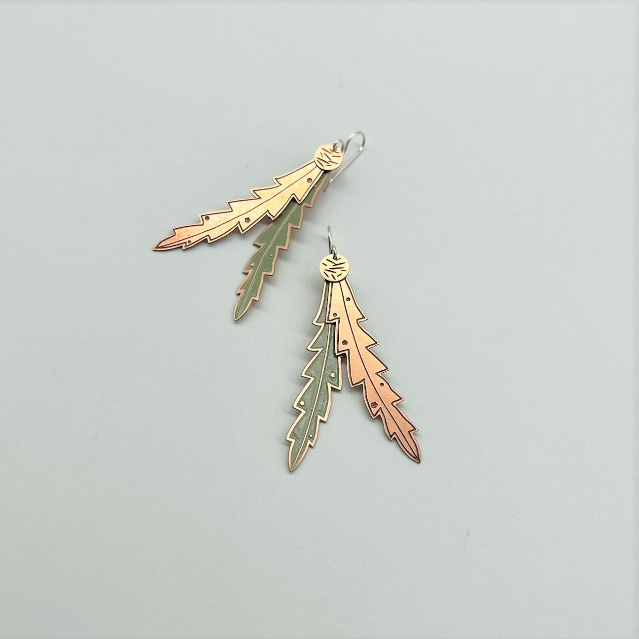 Jessica Jubb -  Limited Edition 'Banksia plus Dot' Hand Painted Copper Earrings with Sterling Silver Hooks (jju058)